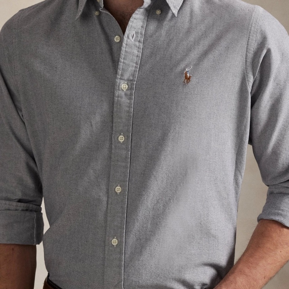 Polo Ralph Lauren The Iconic Oxford Shirt Grey Brand New Retail $125.00